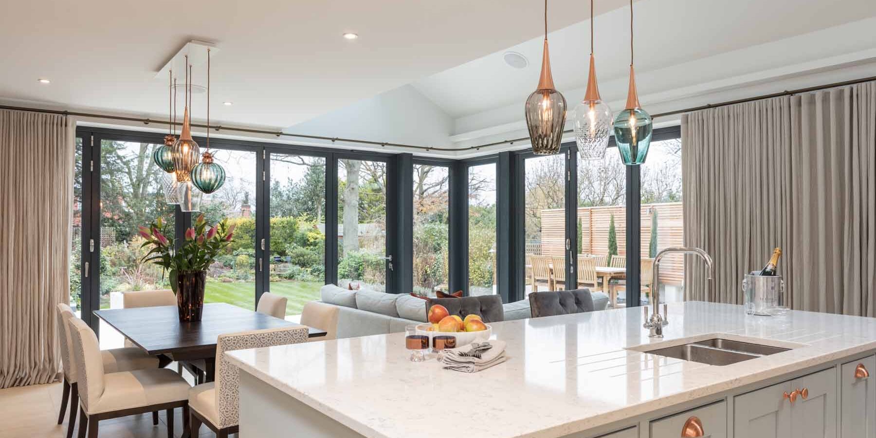 Modern open plan kitchen diner interior design