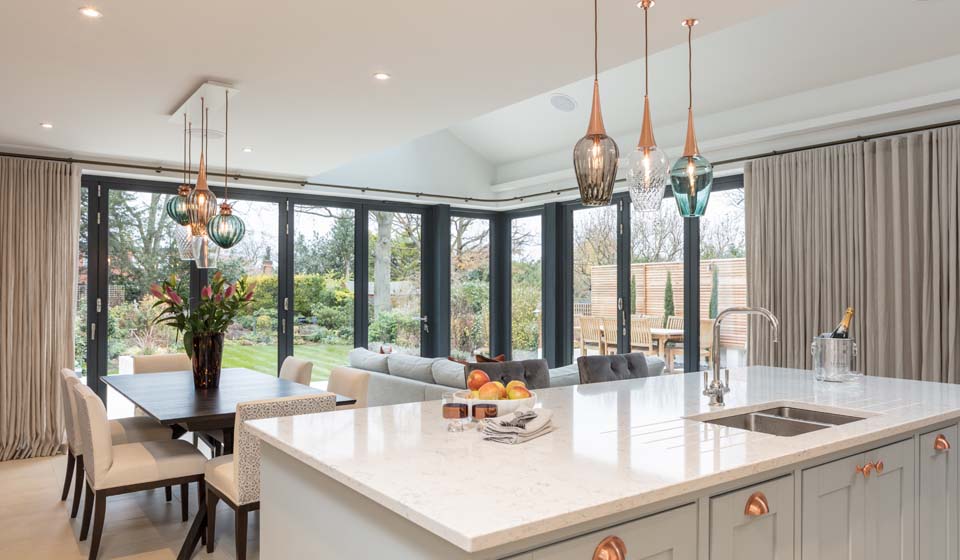 Open plan kitchen diner interior design