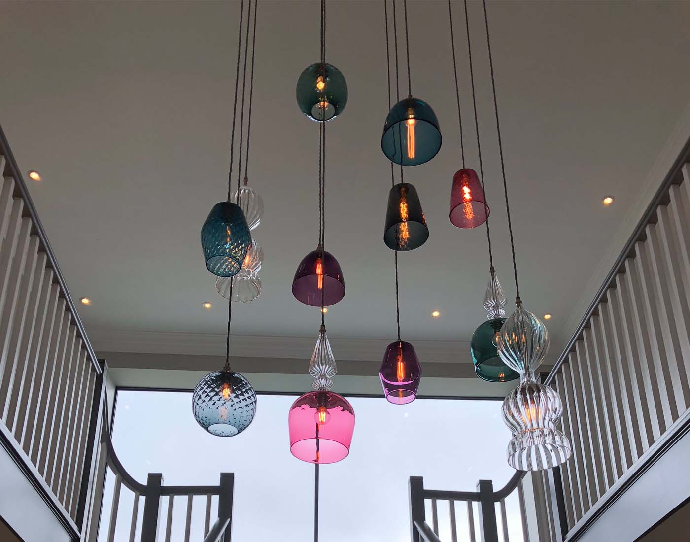 Stunning Cluster Of Bespoke Pendant Lights Fitted Pfeiffer Design