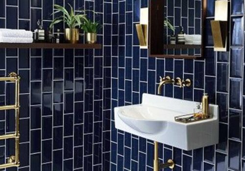 Blue Gold Bathroom Tile