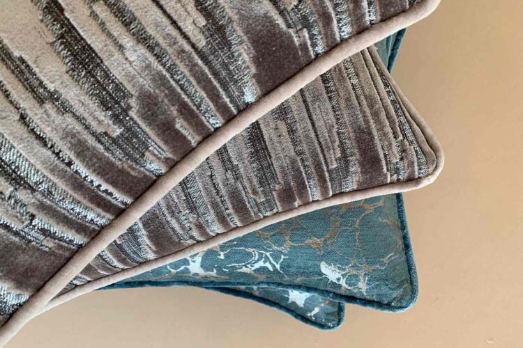Close up of pillow designs