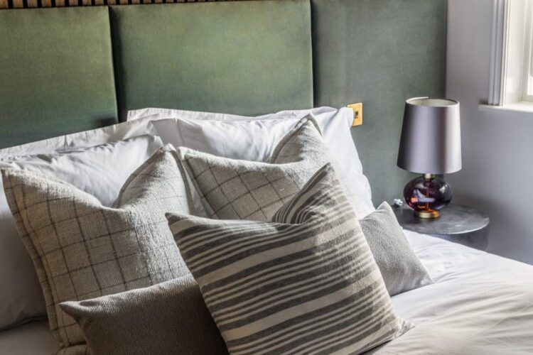 Bed with cushions
