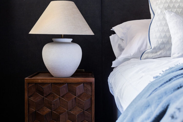 Luxury Hove Second Home Apartment Bespoke Soft Furnishings and Headboard in Bedroom
