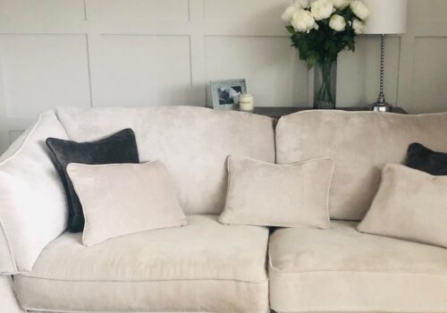 Front room with square panelling on the walls