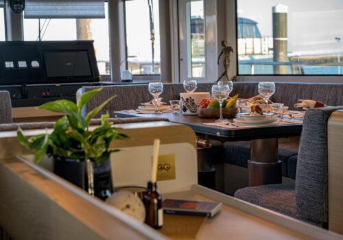 Luxury Yacht Interior Design England UK Main deck and Dining Area
