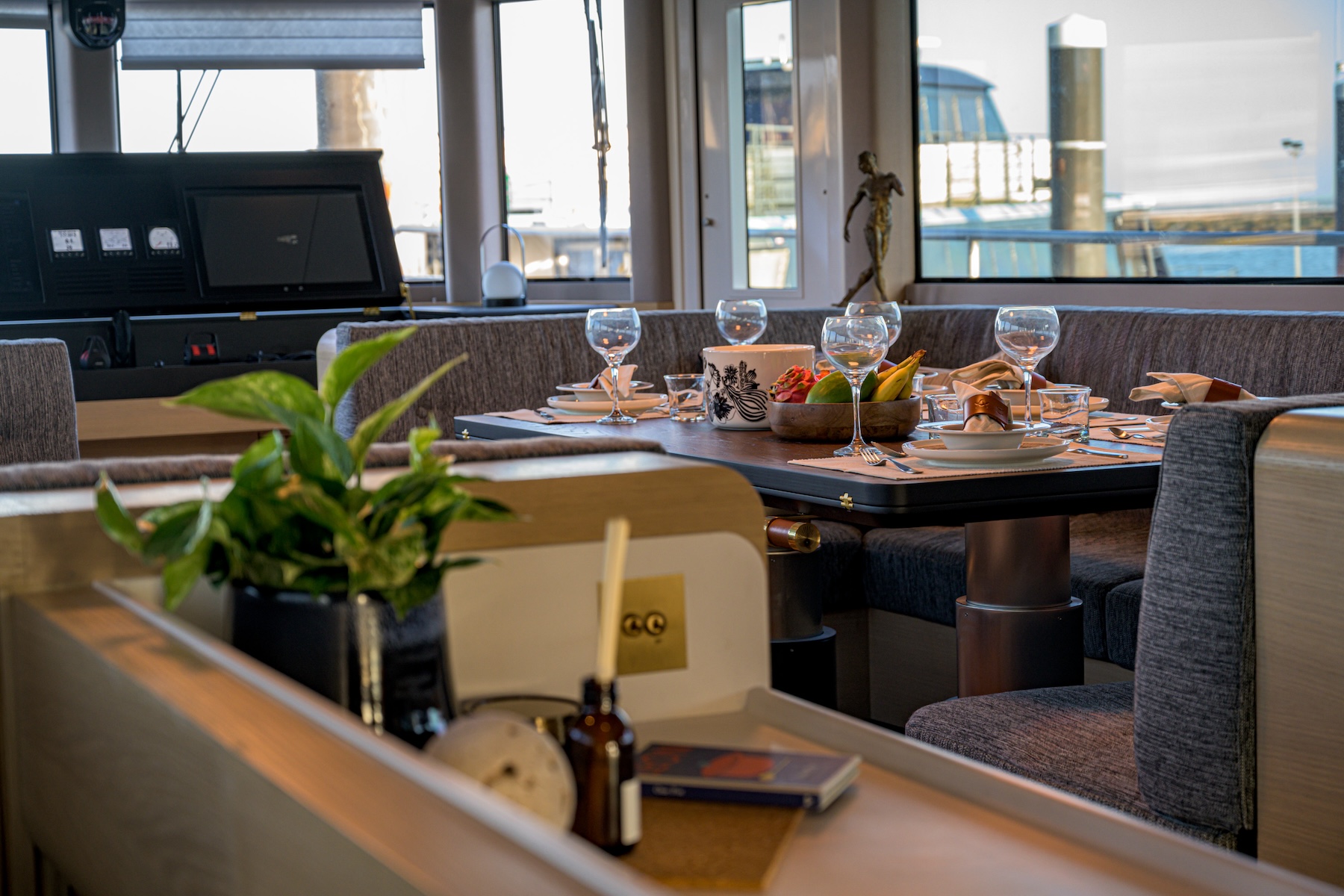 Luxury Yacht Interior Design England UK Main deck and Dining Area