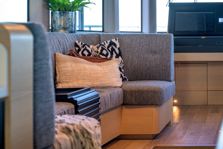 Luxury Yacht Interior Design England UK Main deck and Dining Area