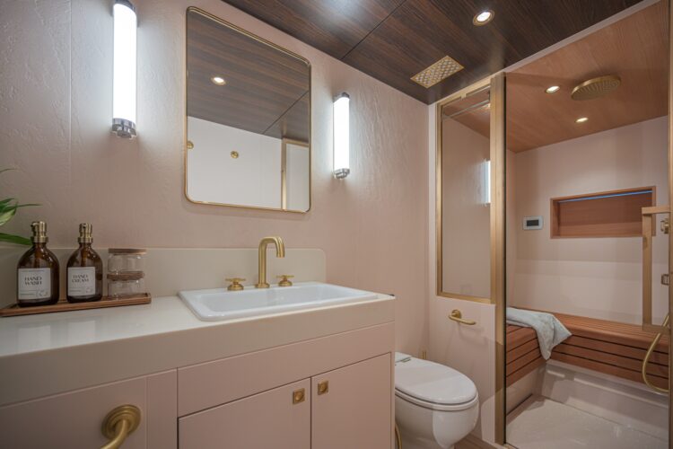 Luxury Yacht Interior Design England UK Principal Bathroom Ensuite