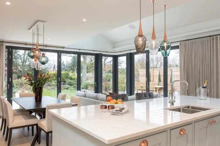 Open plan kitchen diner interior design