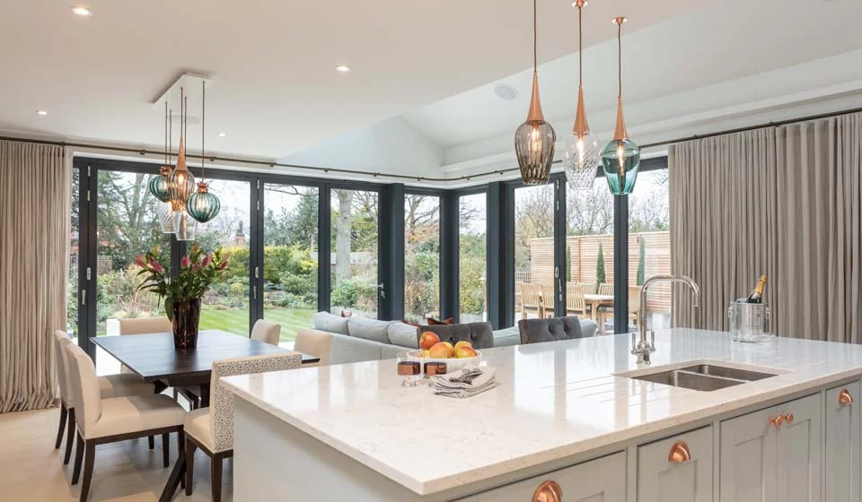 Open plan kitchen diner interior design