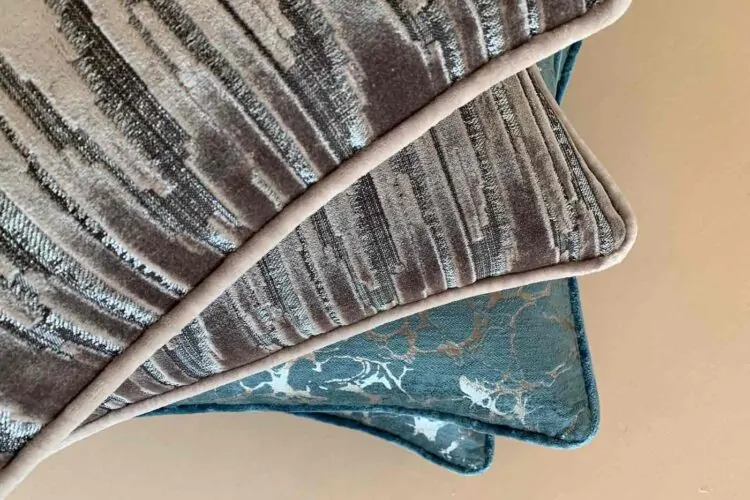 Close up of pillow designs