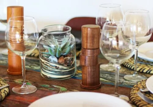 Wine glasses table decor