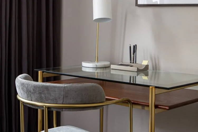 Glass desk area