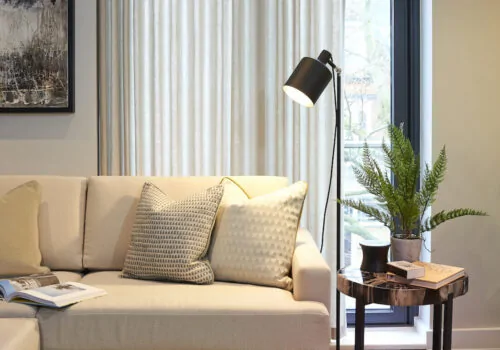 Second Home Scandi Apartment in Hove Cosy Living Area with Bespoke Soft Furnishings