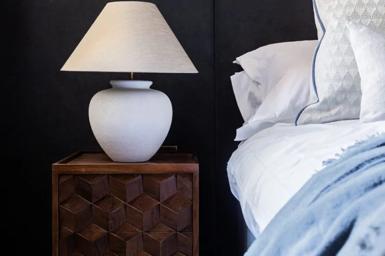Luxury Hove Second Home Apartment Bespoke Soft Furnishings and Headboard in Bedroom