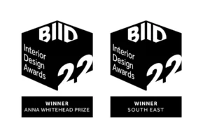 BIID Awards Badges - winner of the South east region category and the Anna Whitehead Prize for sustainability