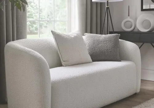white boucle sofa