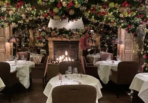 Christmas decoration baubaul ceiling design restaurant