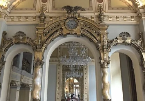 Grand European architectural design, interior of New York Cafe in Budapest